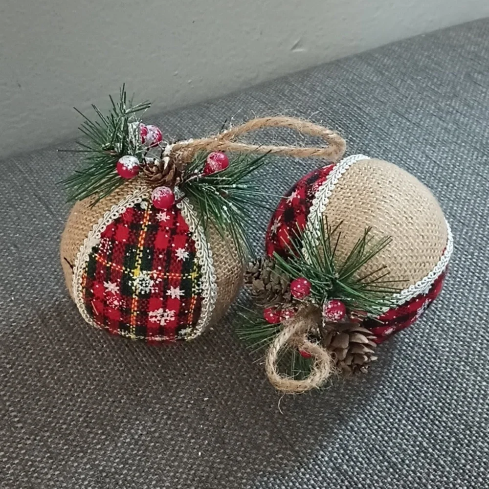 Set of 2 Pier 1 Woodland Christmas Ornaments